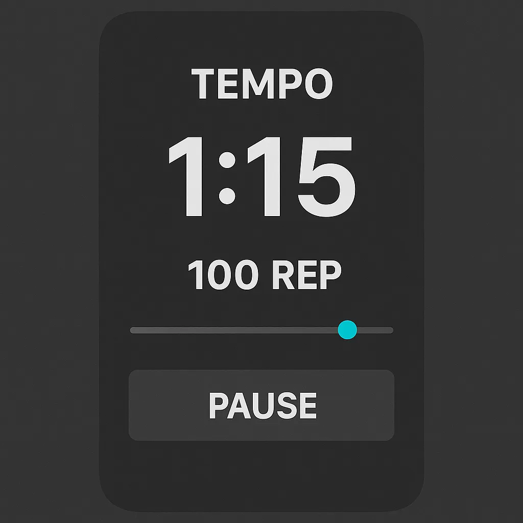 Close-up of timer or metronome app running during set