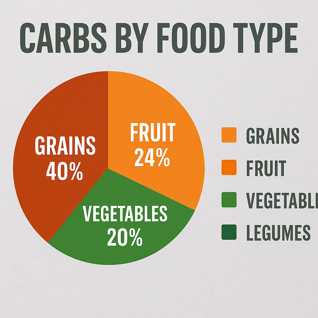 Macro breakdown pie chart or bar showing carbs by food type