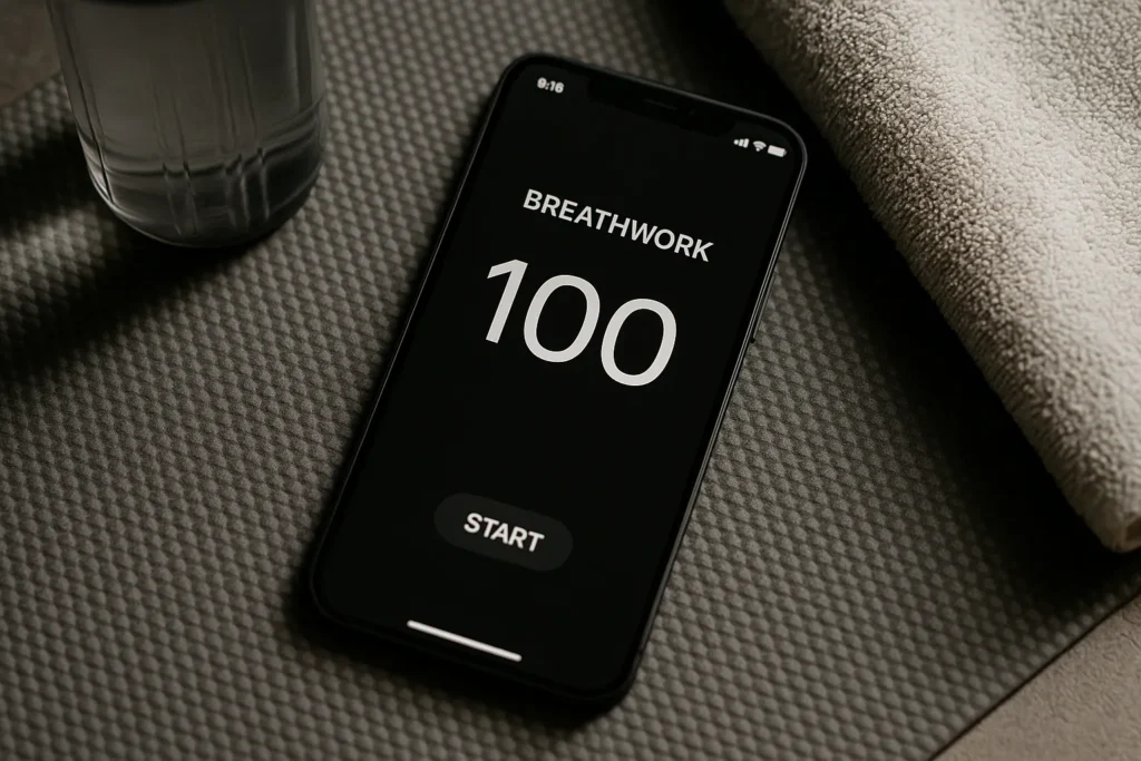 Stopwatch or meditation app showing countdown from 100 seconds
